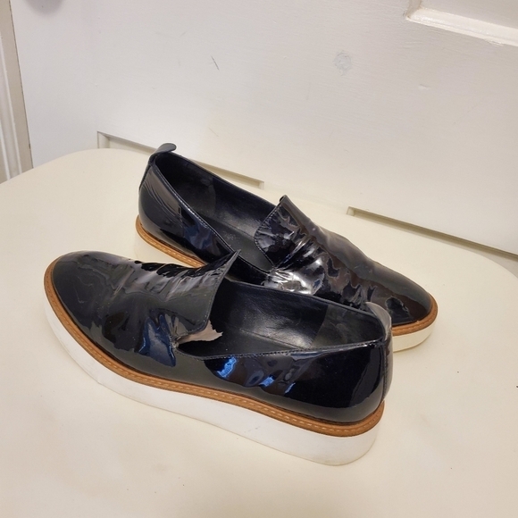 VINCE SANDERS BLACK PATENT LEATHER PLATFORM LOAFERS SIZE 10M - Picture 6 of 14